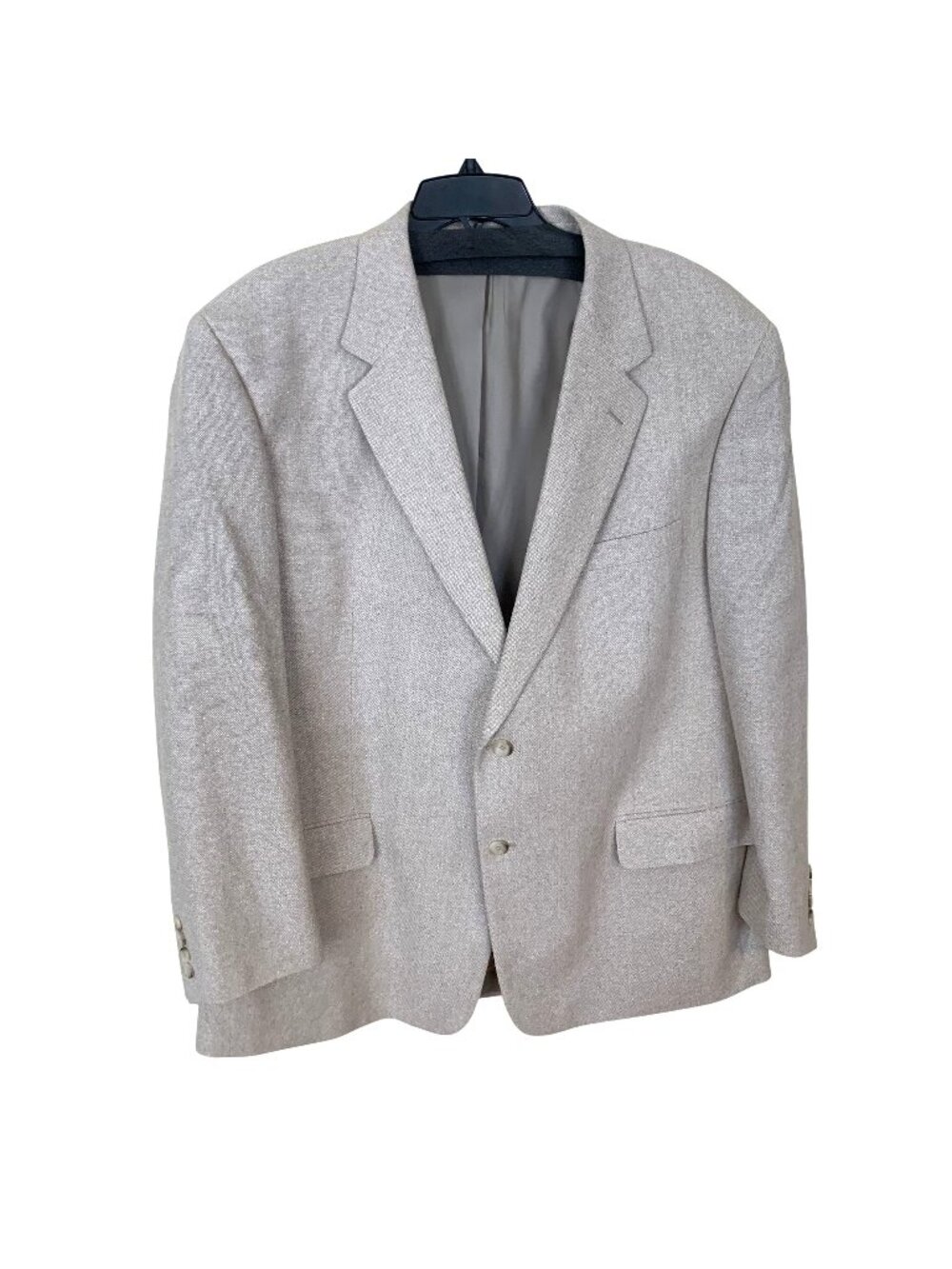 Versini Mens Beige Blazer 42R 100% Silk Two-Button Suit Jacket